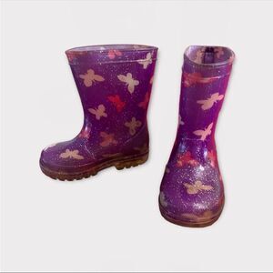 3/$15 Toddler Girls Purple Butterfly Rain Boots